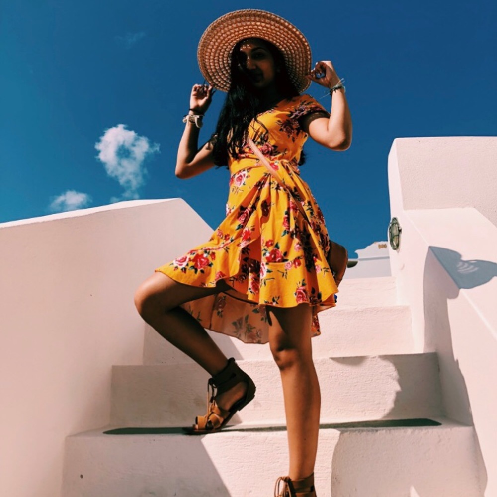 Yellow Floral Wrap Dress